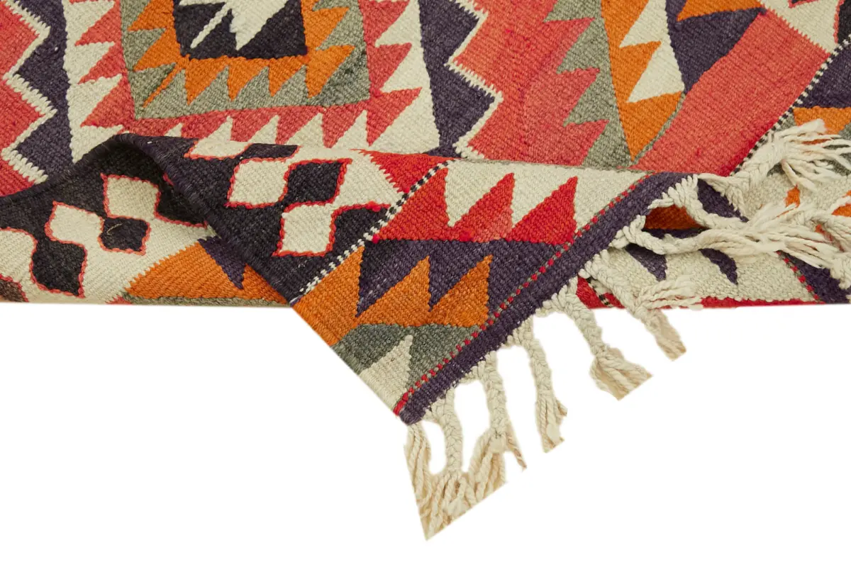 Herki Eskitme Multi Pamuk Üzerine Yün El Dokuma Kilim-100x345 - Görsel 6