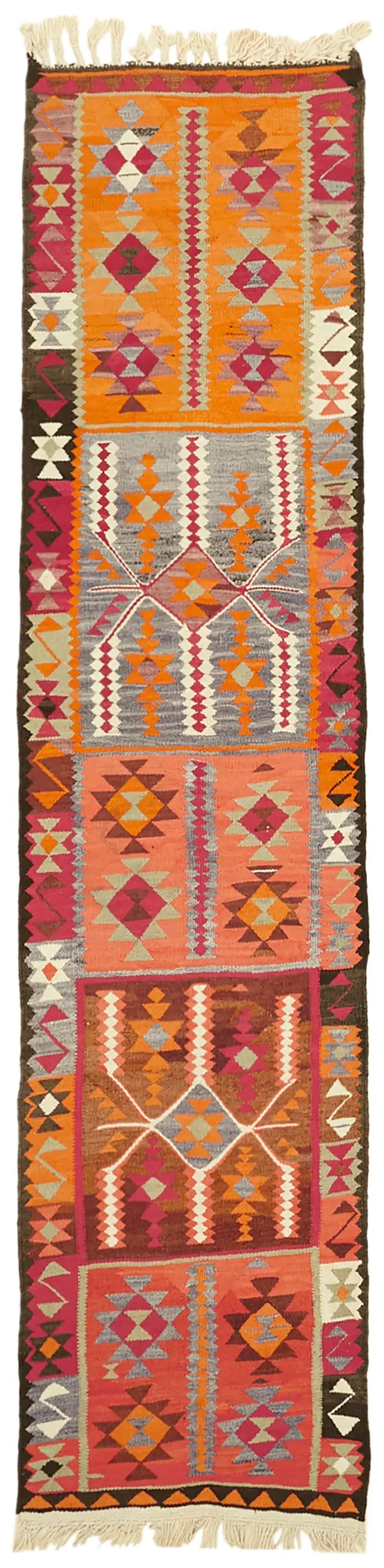 Herki Eskitme Multi Pamuk Üzerine Yün El Dokuma Kilim-092x365 - Görsel 1