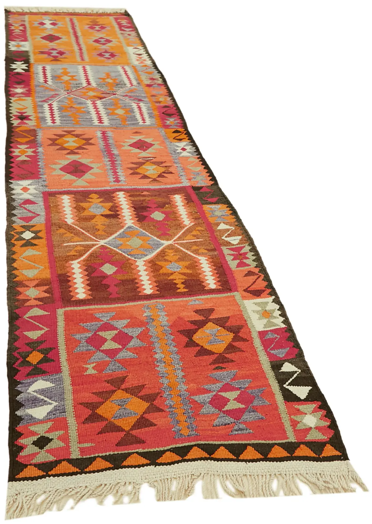 Herki Eskitme Multi Pamuk Üzerine Yün El Dokuma Kilim-092x365 - Görsel 2