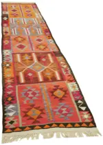 Herki Eskitme Multi Pamuk Üzerine Yün El Dokuma Kilim-092x365 - Görsel 2