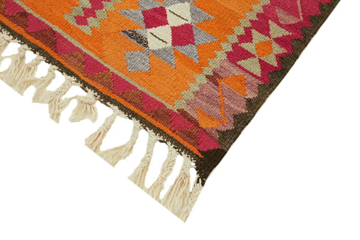 Herki Eskitme Multi Pamuk Üzerine Yün El Dokuma Kilim-092x365 - Görsel 4