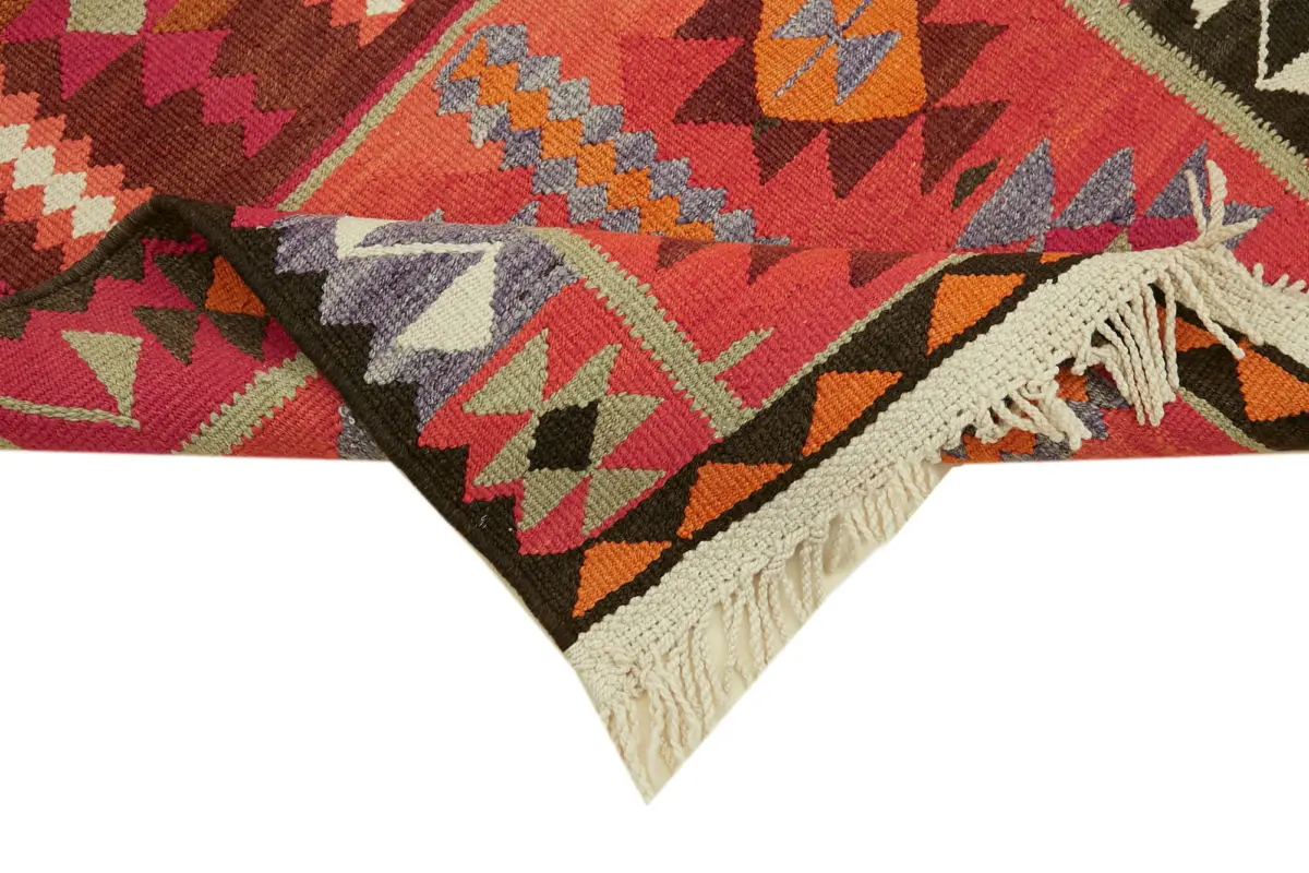 Herki Eskitme Multi Pamuk Üzerine Yün El Dokuma Kilim-092x365 - Görsel 6