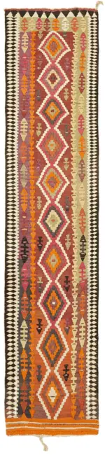 Herki Eskitme Multi Pamuk Üzerine Yün El Dokuma Kilim-086x365