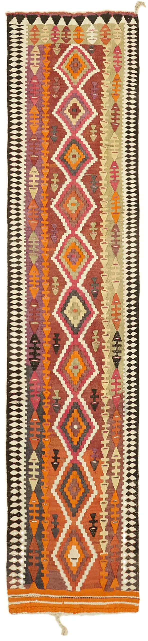 Herki Eskitme Multi Pamuk Üzerine Yün El Dokuma Kilim-086x365 - Görsel 1