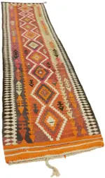 Herki Eskitme Multi Pamuk Üzerine Yün El Dokuma Kilim-086x365 - Görsel 2