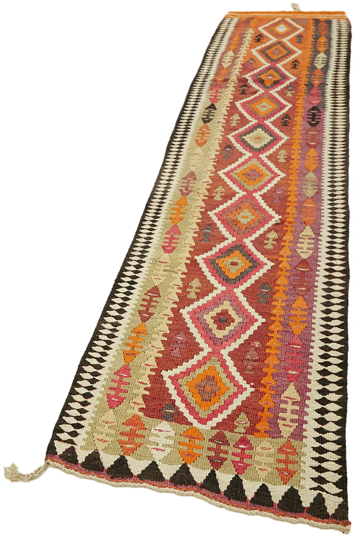 Herki Eskitme Multi Pamuk Üzerine Yün El Dokuma Kilim-086x365 - Görsel 3