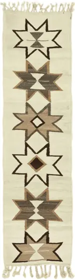 Herki Eskitme Beyaz Pabek Üzerine Yün El Dokuma Kilim-078x283