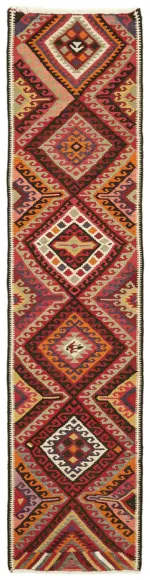 Herki Eskitme Multi Pamuk Üzerine Yün El Dokuma Kilim-083x322