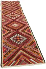 Herki Eskitme Multi Pamuk Üzerine Yün El Dokuma Kilim-083x322 - Görsel 2
