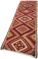 Herki Eskitme Multi Pamuk Üzerine Yün El Dokuma Kilim-083x322 - Görsel 3
