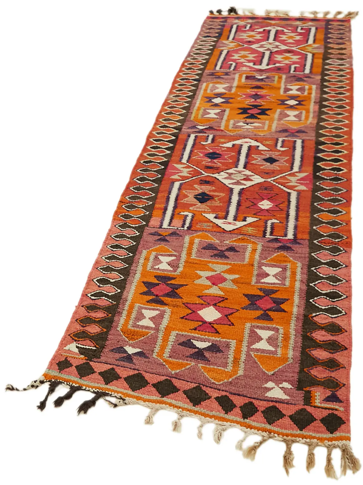 Herki Eskitme Multi Pamuk Üzerine Yün El Dokuma Kilim-090x307 - Görsel 3