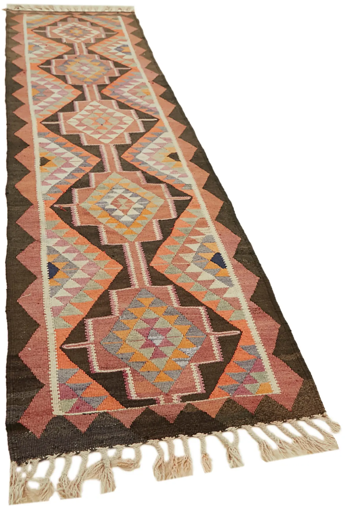 Herki Eskitme Multi Pamuk Üzerine Yün El Dokuma Kilim-092x346 - Görsel 2