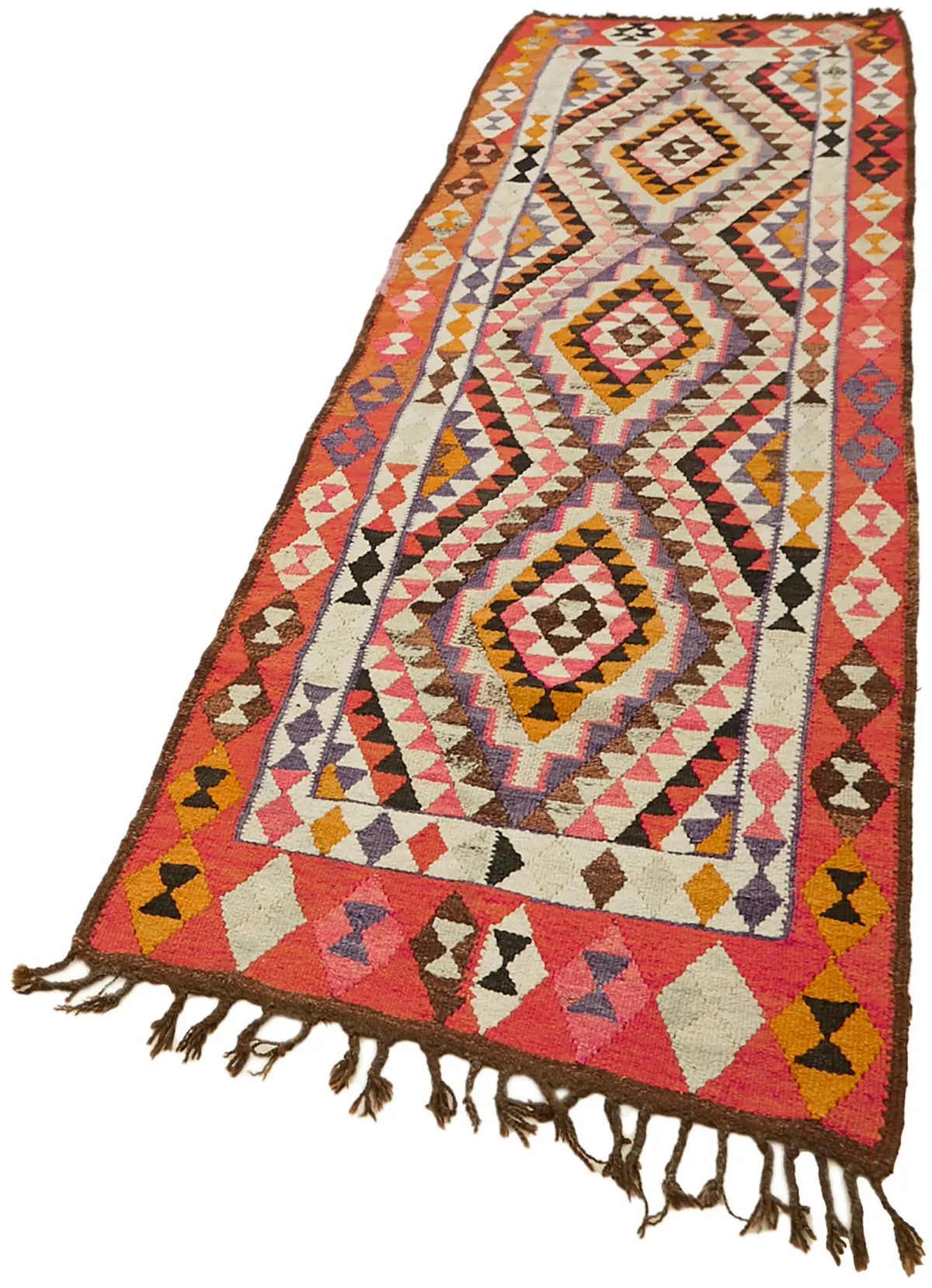 Herki Eskitme Multi Pamuk Üzerine Yün El Dokuma Kilim-092x292 - Görsel 3