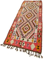 Herki Eskitme Multi Pamuk Üzerine Yün El Dokuma Kilim-092x292 - Görsel 3