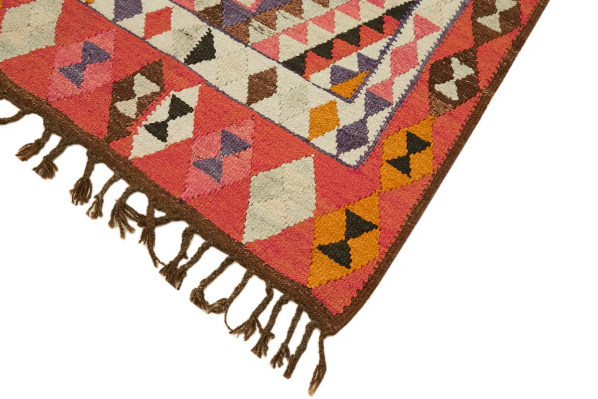 Herki Eskitme Multi Pamuk Üzerine Yün El Dokuma Kilim-092x292 - Görsel 4