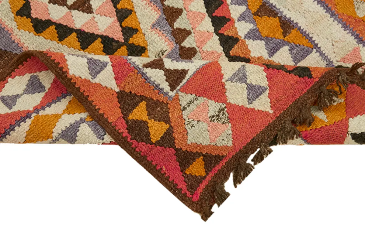 Herki Eskitme Multi Pamuk Üzerine Yün El Dokuma Kilim-092x292 - Görsel 6