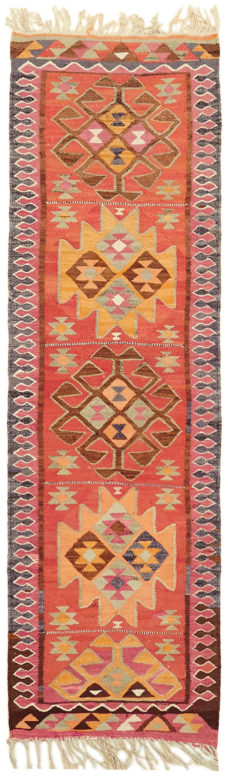 Herki Eskitme Multi Pamuk Üzerine Yün El Dokuma Kilim-098x320 - Görsel 1