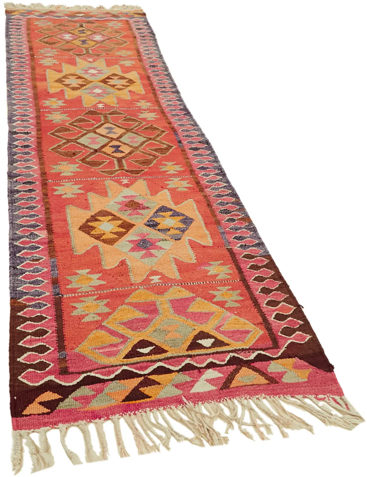 Herki Eskitme Multi Pamuk Üzerine Yün El Dokuma Kilim-098x320 - Görsel 2