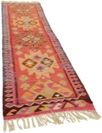 Herki Eskitme Multi Pamuk Üzerine Yün El Dokuma Kilim-098x320 - Görsel 2