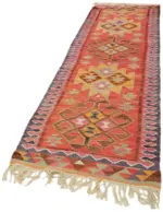 Herki Eskitme Multi Pamuk Üzerine Yün El Dokuma Kilim-098x320 - Görsel 3