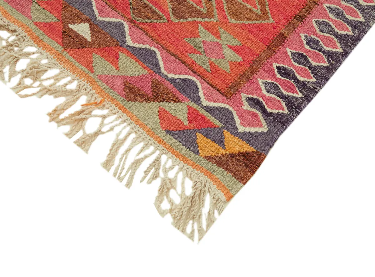 Herki Eskitme Multi Pamuk Üzerine Yün El Dokuma Kilim-098x320 - Görsel 4
