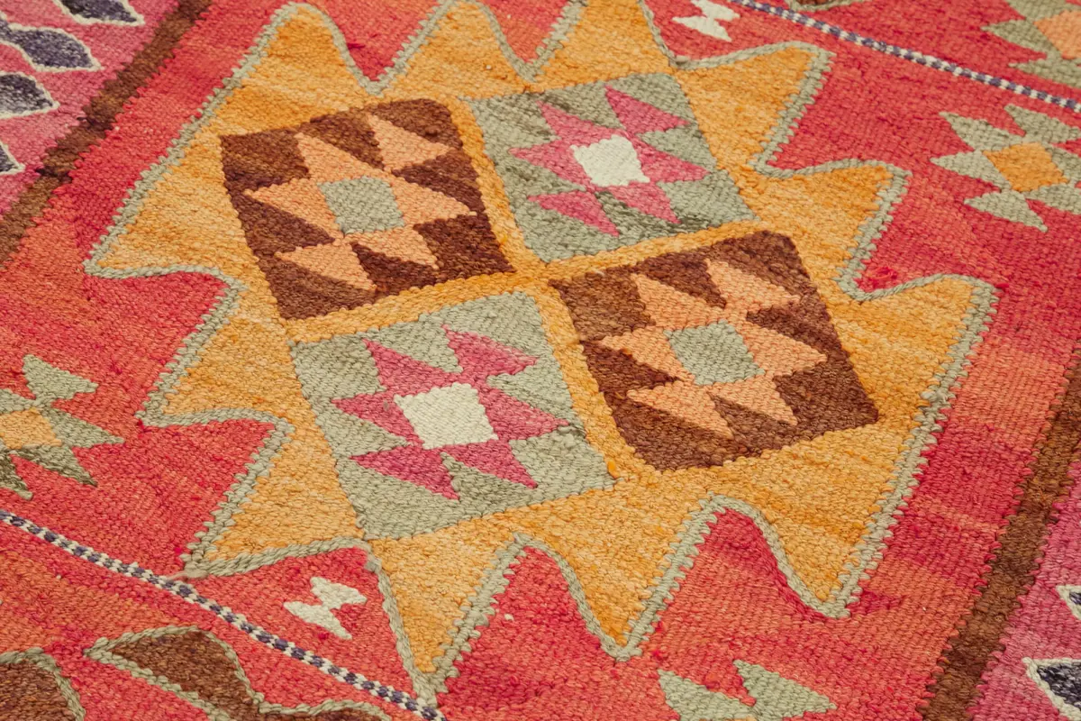 Herki Eskitme Multi Pamuk Üzerine Yün El Dokuma Kilim-098x320 - Görsel 5