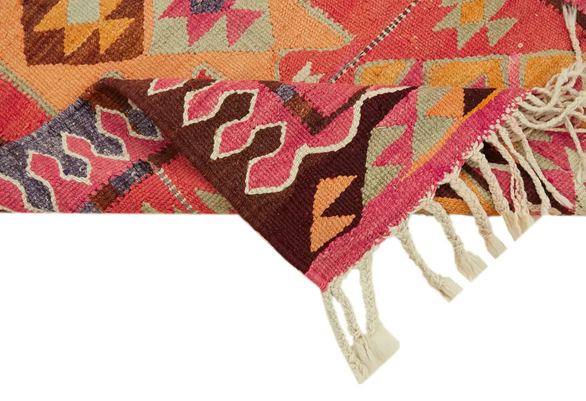 Herki Eskitme Multi Pamuk Üzerine Yün El Dokuma Kilim-098x320 - Görsel 6