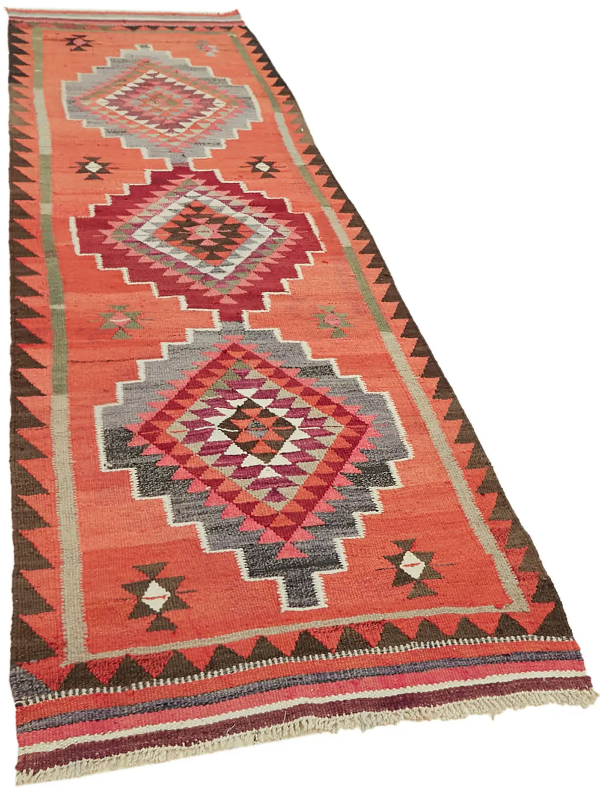 Herki Eskitme Multi Pamuk Üzerine Yün El Dokuma Kilim-098x313 - Görsel 2