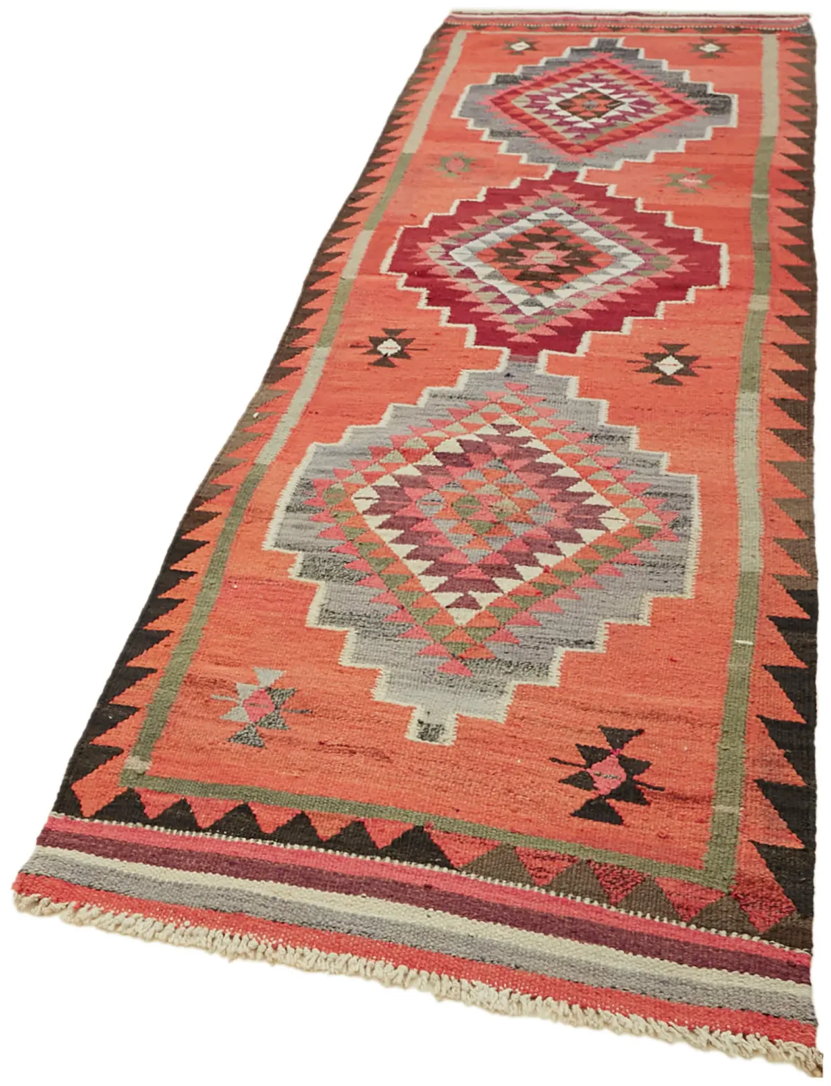 Herki Eskitme Multi Pamuk Üzerine Yün El Dokuma Kilim-098x313 - Görsel 3