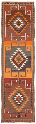 Herki Eskitme Multi Pamuk Üzerine Yün El Dokuma Kilim-090x318