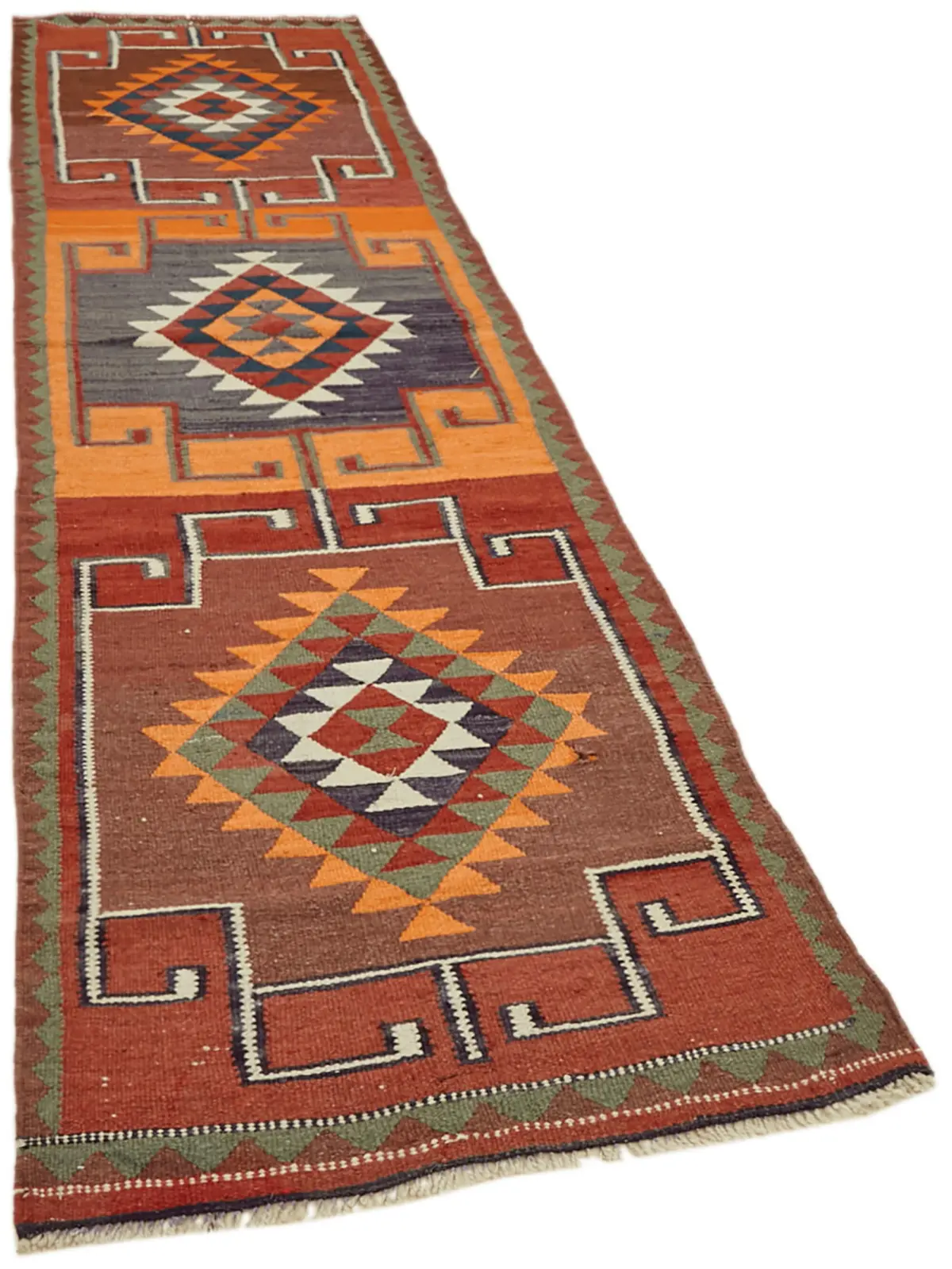 Herki Eskitme Multi Pamuk Üzerine Yün El Dokuma Kilim-090x318 - Görsel 2
