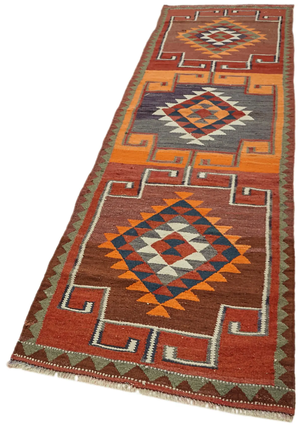 Herki Eskitme Multi Pamuk Üzerine Yün El Dokuma Kilim-090x318 - Görsel 3