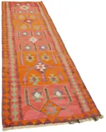 Herki Eskitme Multi Pamuk Üzerine Yün El Dokuma Kilim-105x355 - Görsel 2