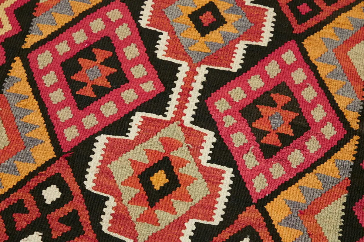 Herki Eskitme Multi Pamuk Üzerine Yün El Dokuma Kilim-080x350 - Görsel 5