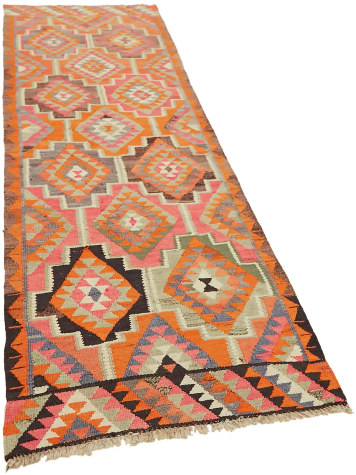 Herki Eskitme Multi Pamuk Üzerine Yün El Dokuma Kilim-095x300 - Görsel 2