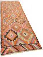 Herki Eskitme Multi Pamuk Üzerine Yün El Dokuma Kilim-095x300 - Görsel 2