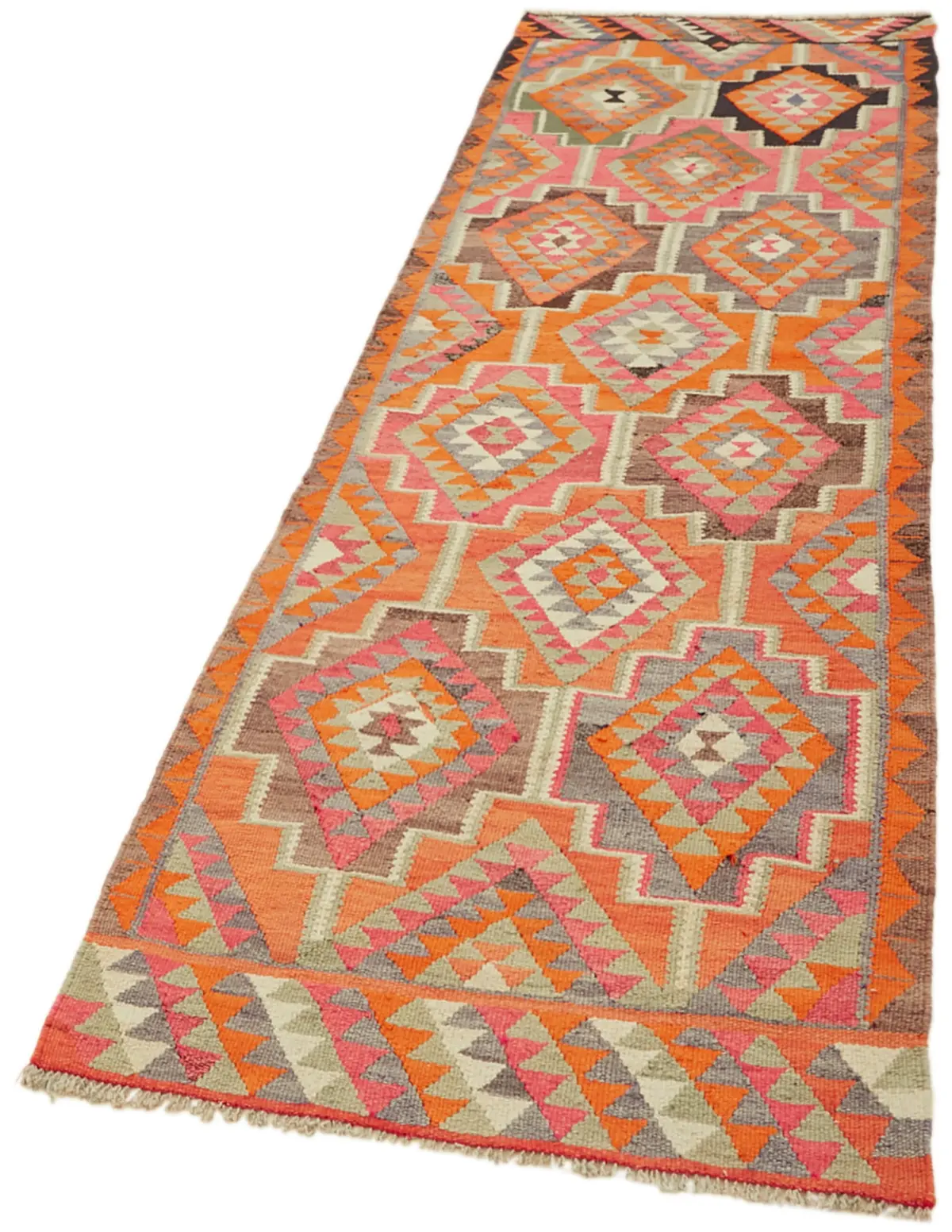 Herki Eskitme Multi Pamuk Üzerine Yün El Dokuma Kilim-095x300 - Görsel 3