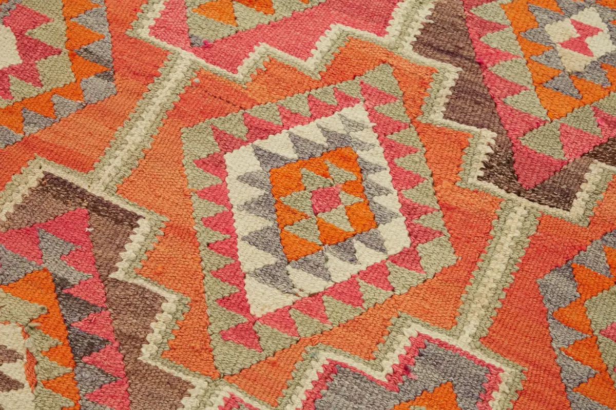 Herki Eskitme Multi Pamuk Üzerine Yün El Dokuma Kilim-095x300 - Görsel 5