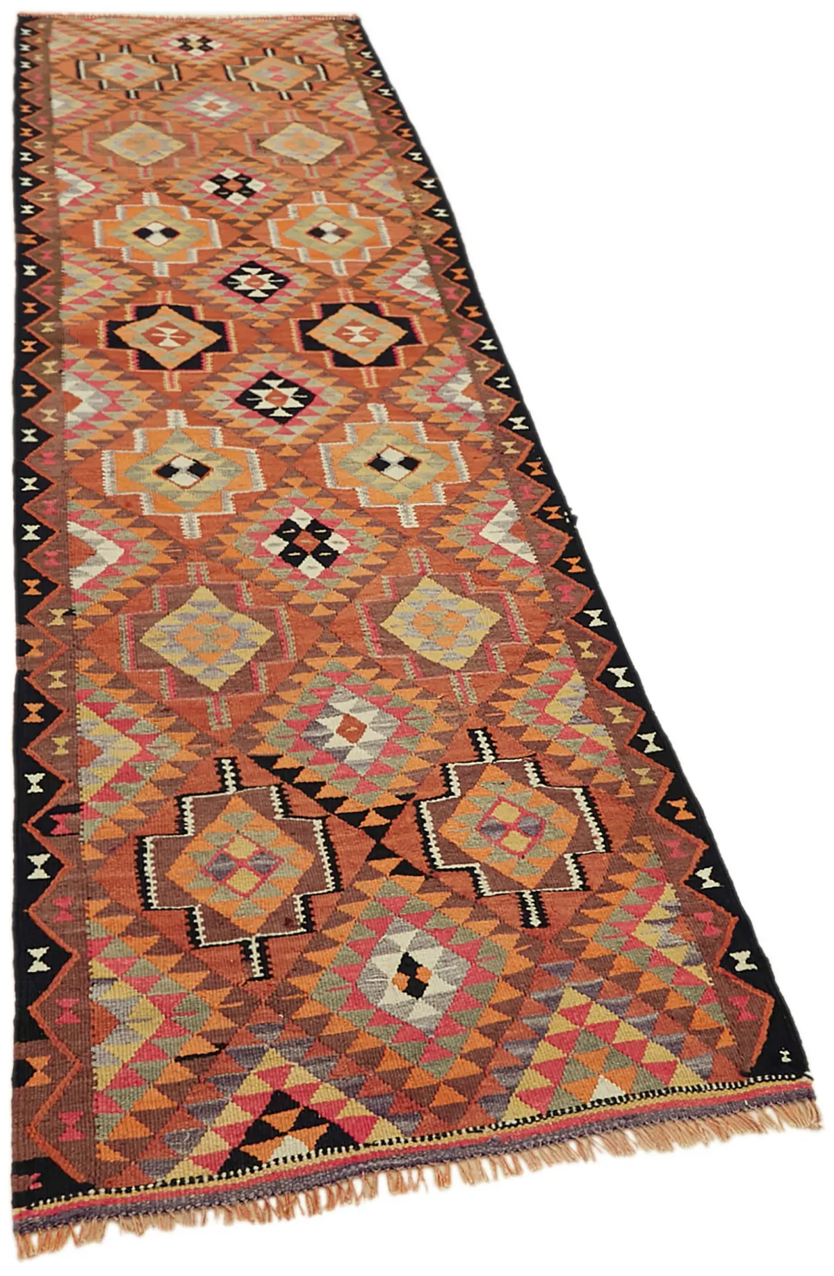 Herki Eskitme Multi Pamuk Üzerine Yün El Dokuma Kilim-086x303 - Görsel 2