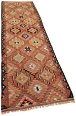 Herki Eskitme Multi Pamuk Üzerine Yün El Dokuma Kilim-086x303 - Görsel 2