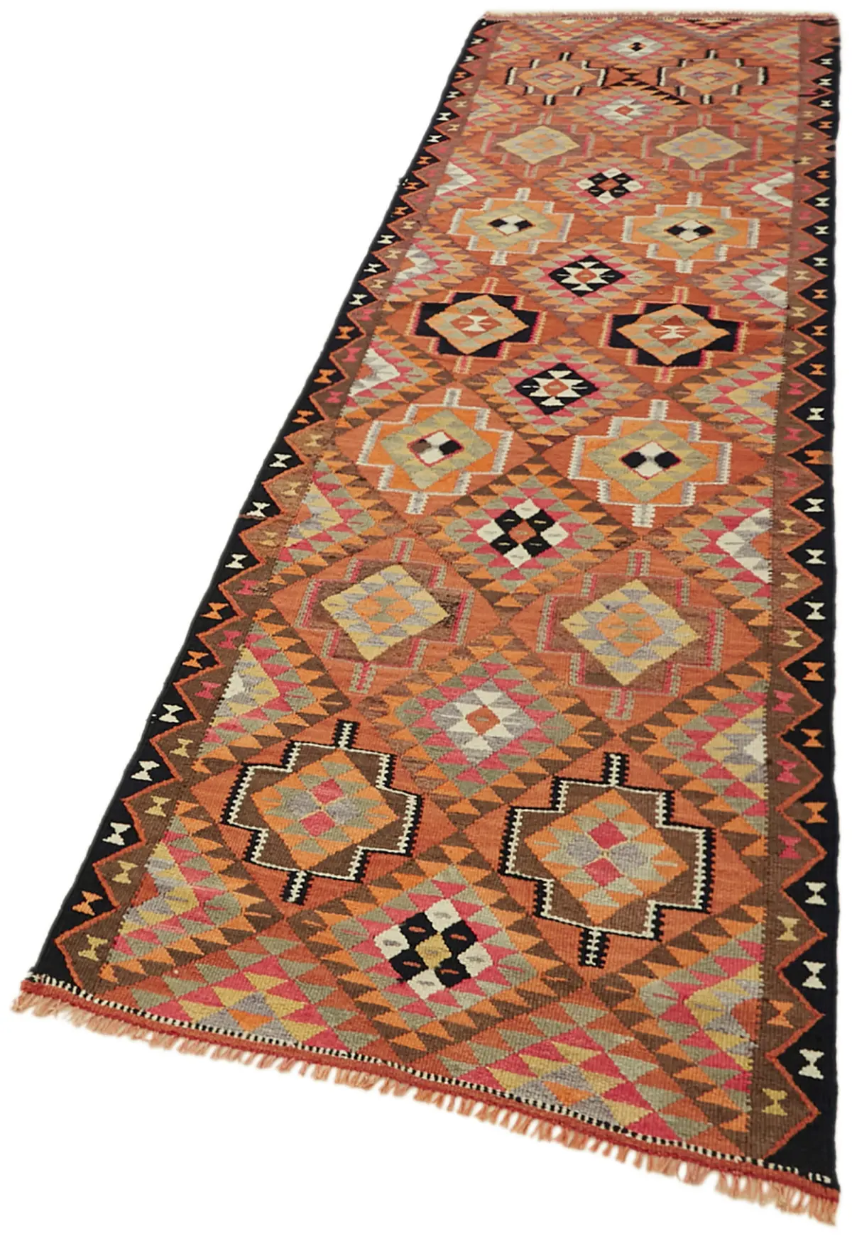 Herki Eskitme Multi Pamuk Üzerine Yün El Dokuma Kilim-086x303 - Görsel 3
