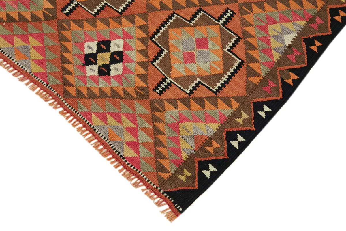 Herki Eskitme Multi Pamuk Üzerine Yün El Dokuma Kilim-086x303 - Görsel 4