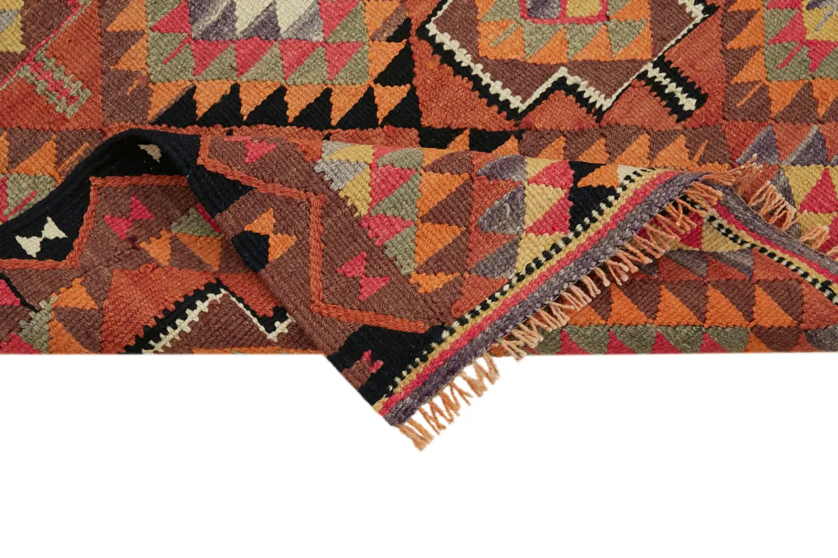 Herki Eskitme Multi Pamuk Üzerine Yün El Dokuma Kilim-086x303 - Görsel 6