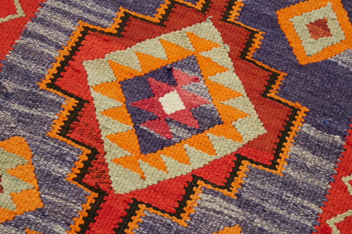 Herki Eskitme Multi Pamuk Üzerine Yün El Dokuma Kilim-097x324 - Görsel 5