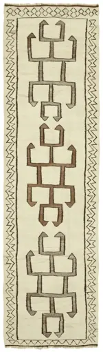 Herki Eskitme Multi Pamuk Üzerine Yün El Dokuma Kilim-110x356