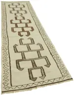 Herki Eskitme Multi Pamuk Üzerine Yün El Dokuma Kilim-110x356 - Görsel 2