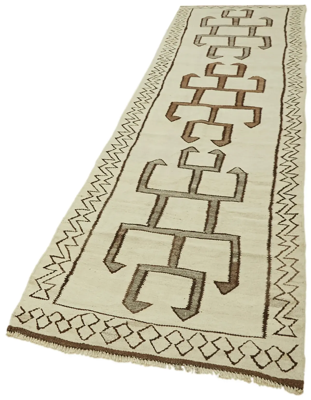 Herki Eskitme Multi Pamuk Üzerine Yün El Dokuma Kilim-110x356 - Görsel 3