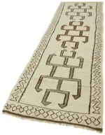 Herki Eskitme Multi Pamuk Üzerine Yün El Dokuma Kilim-110x356 - Görsel 3