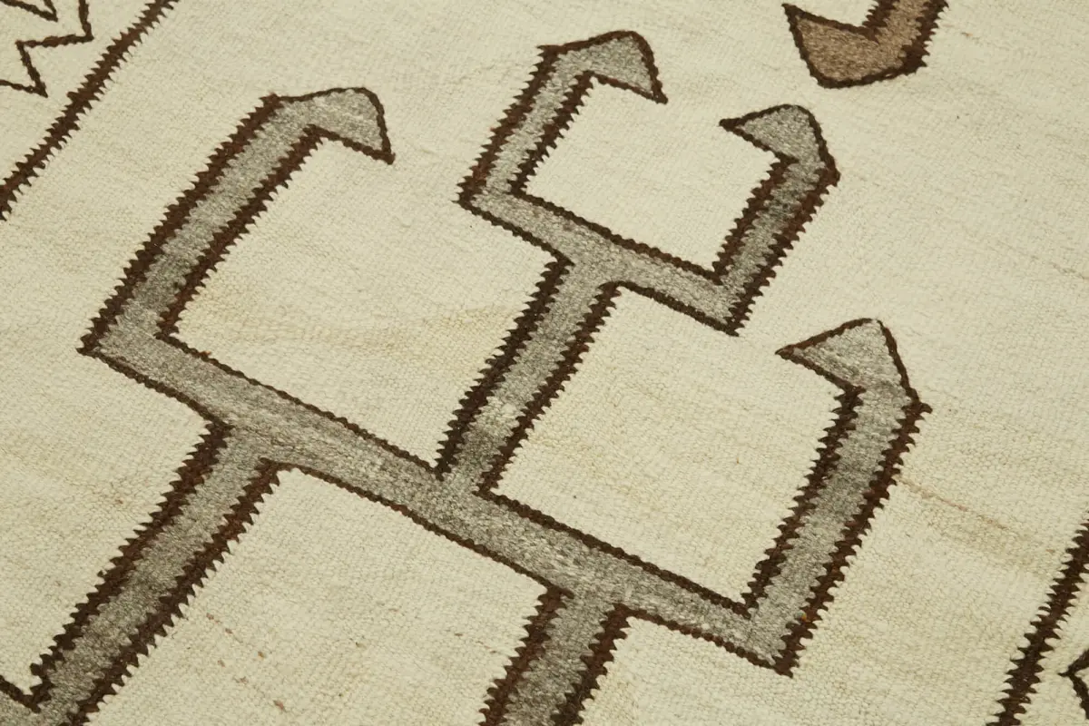 Herki Eskitme Multi Pamuk Üzerine Yün El Dokuma Kilim-110x356 - Görsel 5