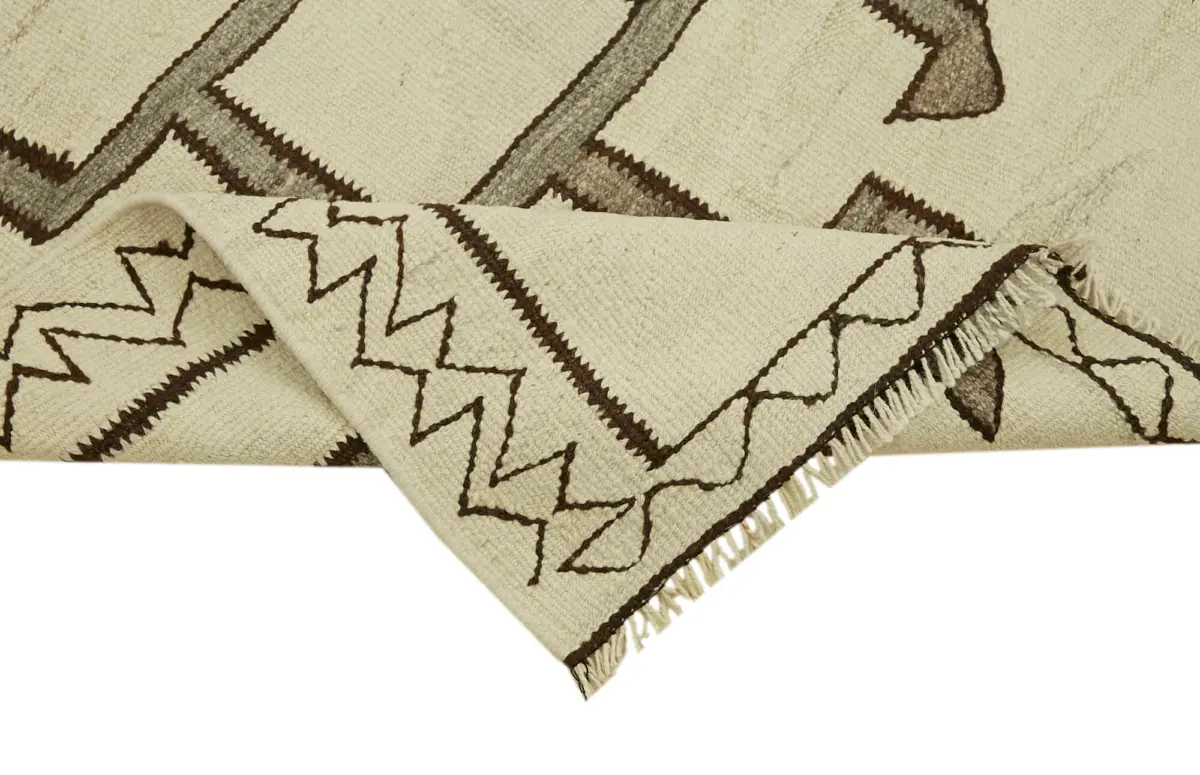 Herki Eskitme Multi Pamuk Üzerine Yün El Dokuma Kilim-110x356 - Görsel 6